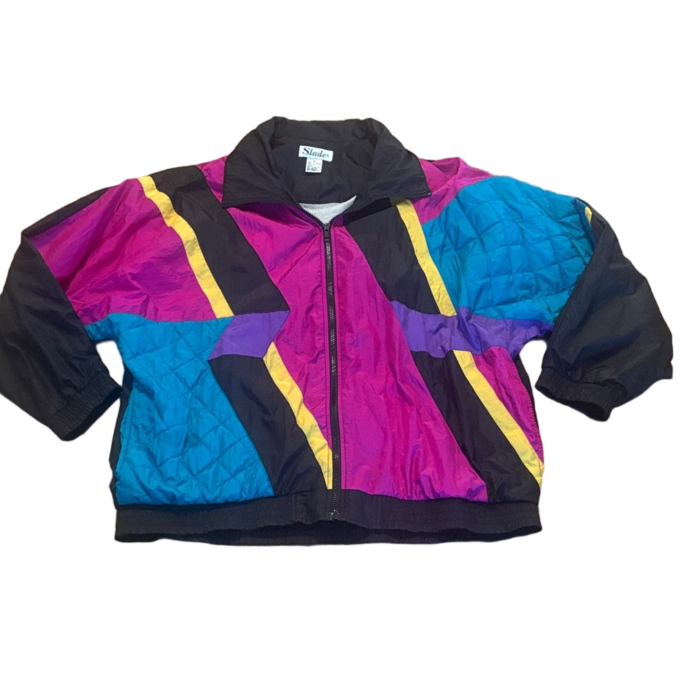 Vintage Y2K Slade Lightweight Windbreaker Jacket Color Block Zip up Raincoat 1X